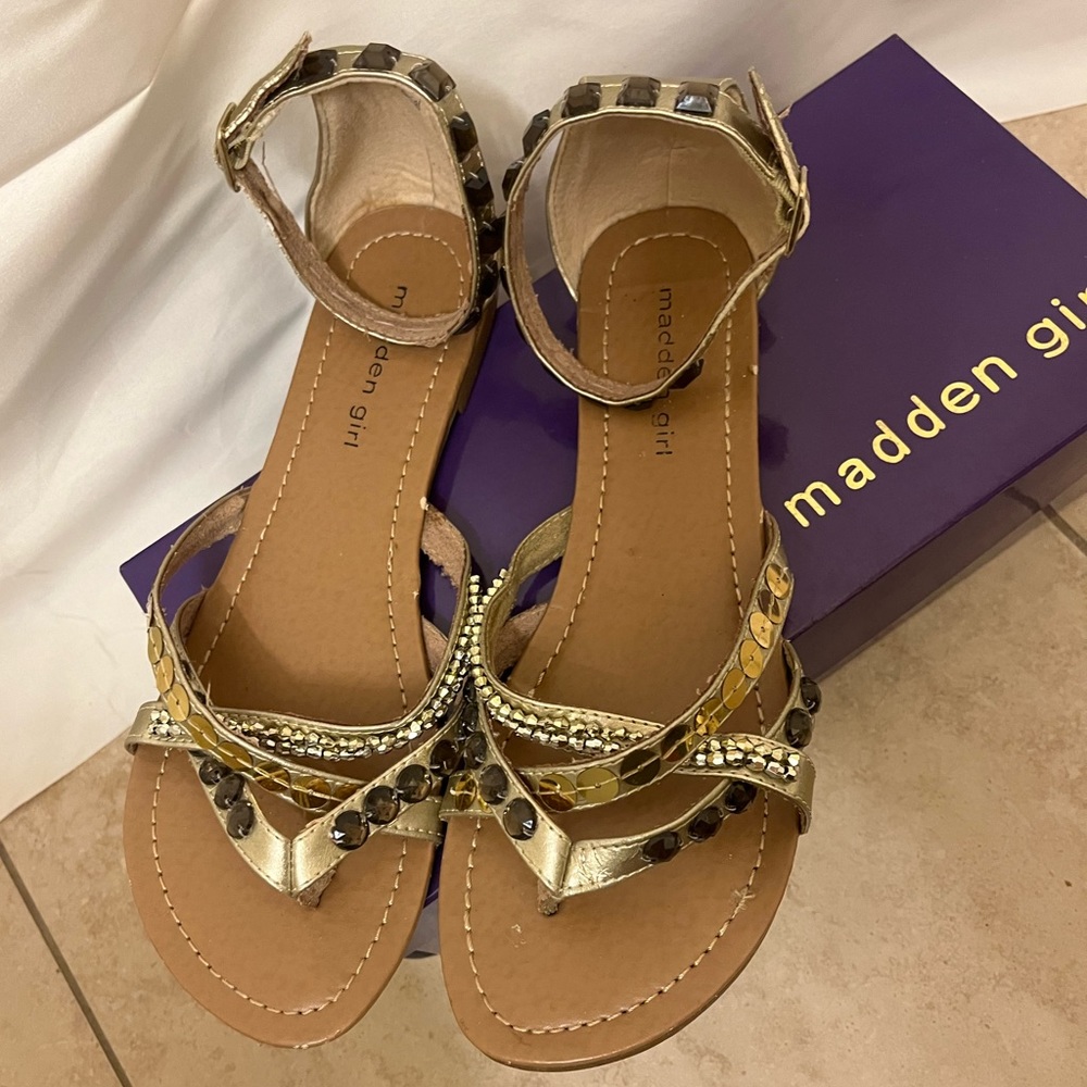 Metallic Gold Jeweled Beaded Bohemian Sandals